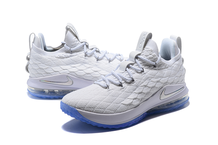 Men Nike Lebron James 15 Low White Blue Shoes